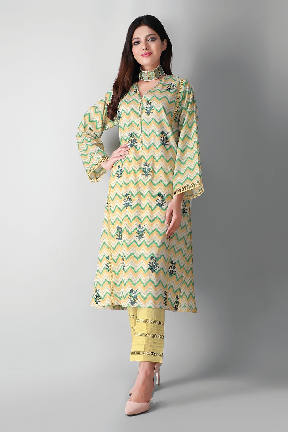 Unstitched Embroidered 2 Piece Lemon
